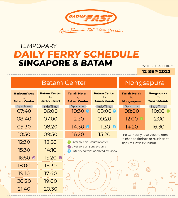 BatamFast Ferry Schedule 2022